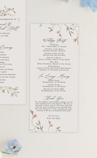 Dusty pink wedding program bridgerton