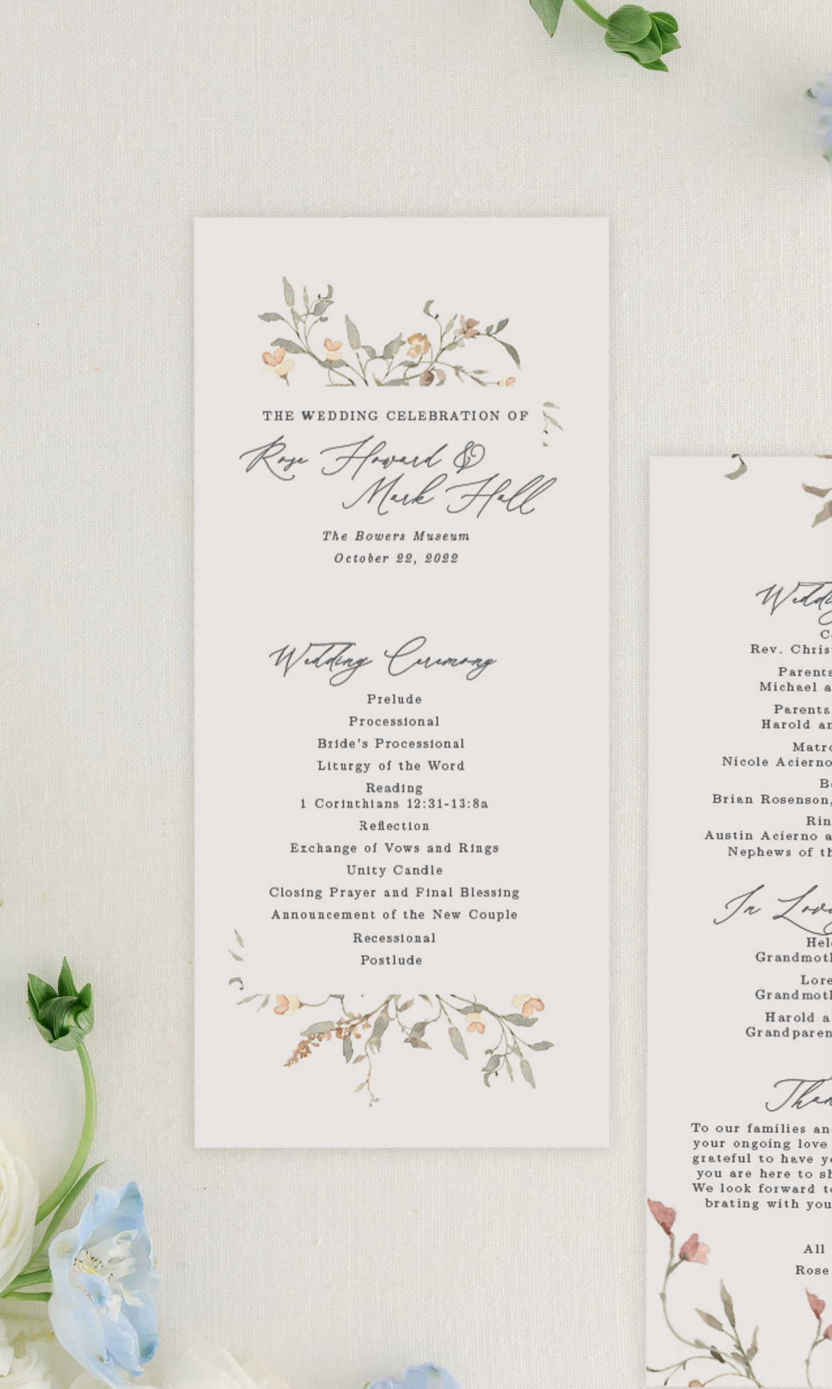 Mauve floral wedding invitation Bridgerton