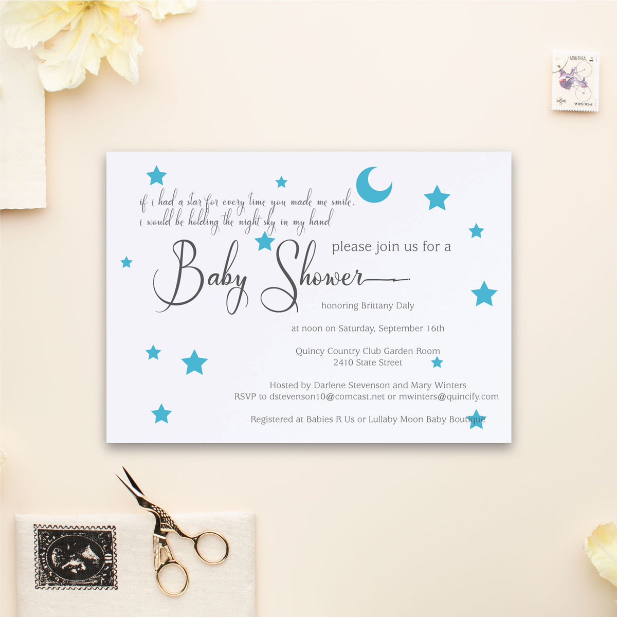 Twinkle Little Star Baby Shower Invite