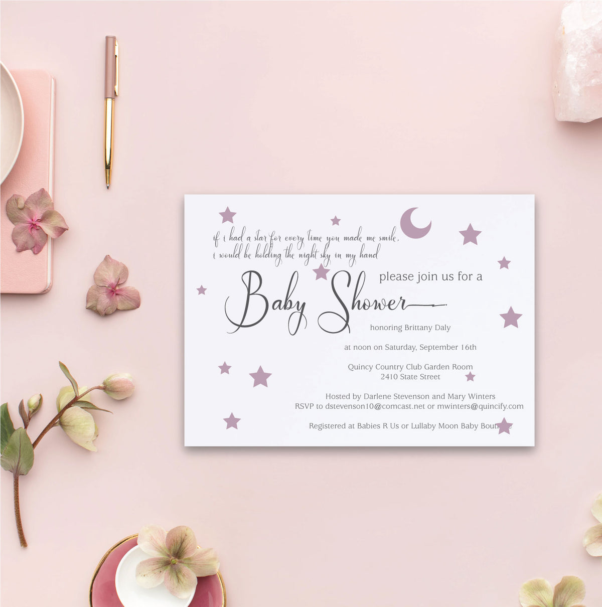 Twinkle Little Star Baby Shower Invite