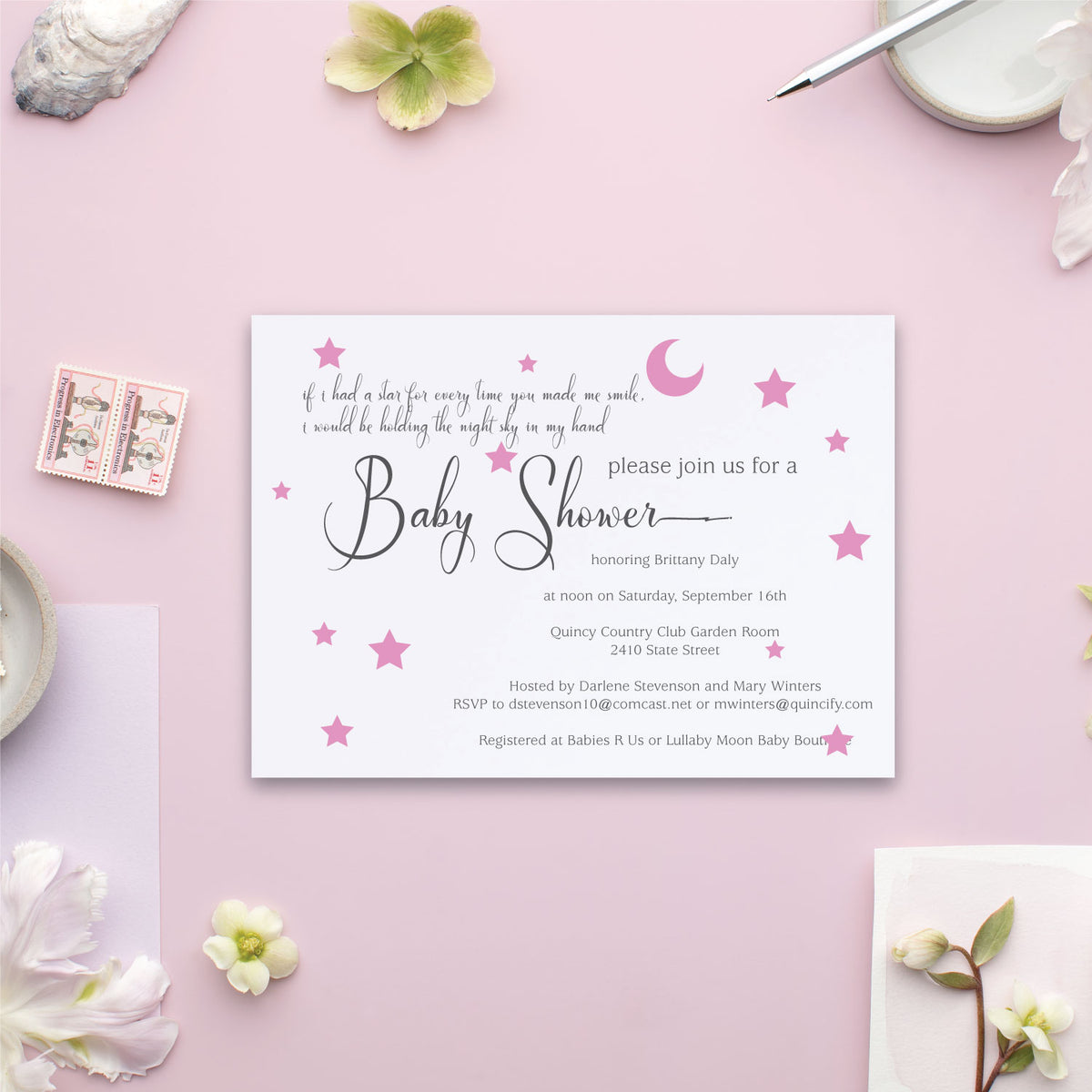 Twinkle Little Star Baby Shower Invite