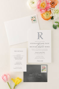 Classic, Elegant Wedding Invitation Suite with Monogram - Stephanie