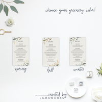 Watercolor Greenery Wedding Menu | Whitney